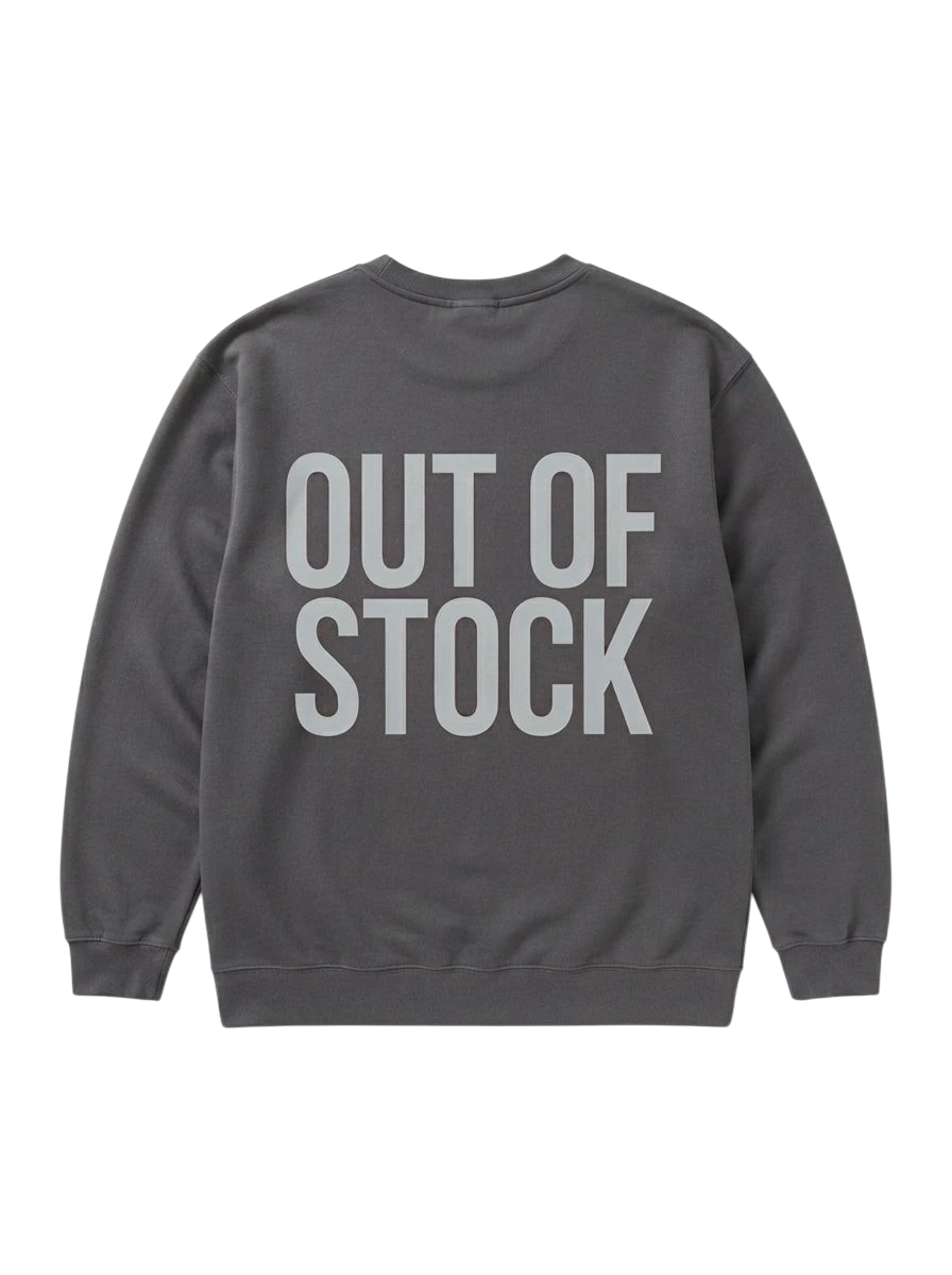 Ravnar Out Of Stock charcoal grey heavyweight cotton sweatshirt with bold back graphic print