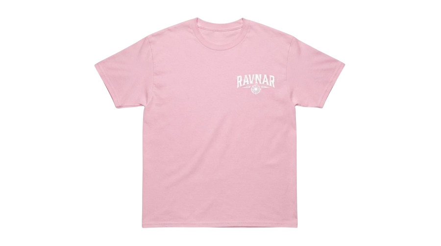 Ravnar Signature pink heavyweight cotton t-shirt with white chest logo print