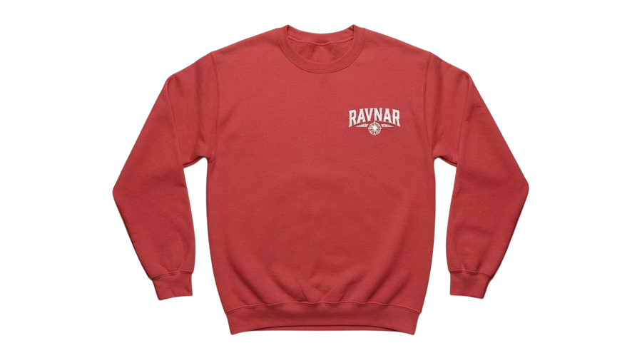 Ravnar Signature sweatshirt in red heavyweight cotton with a white embroidered logo on the chest