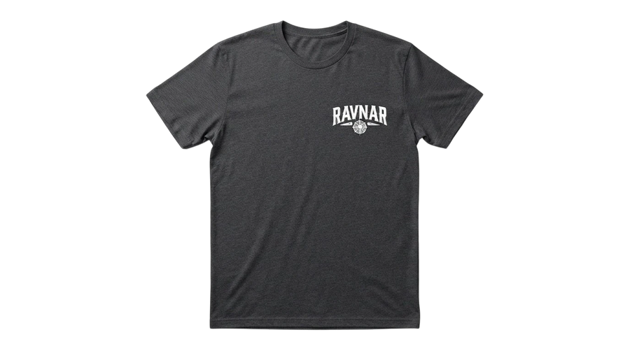 Ravnar Signature heavyweight charcoal grey cotton t-shirt with white chest logo print
