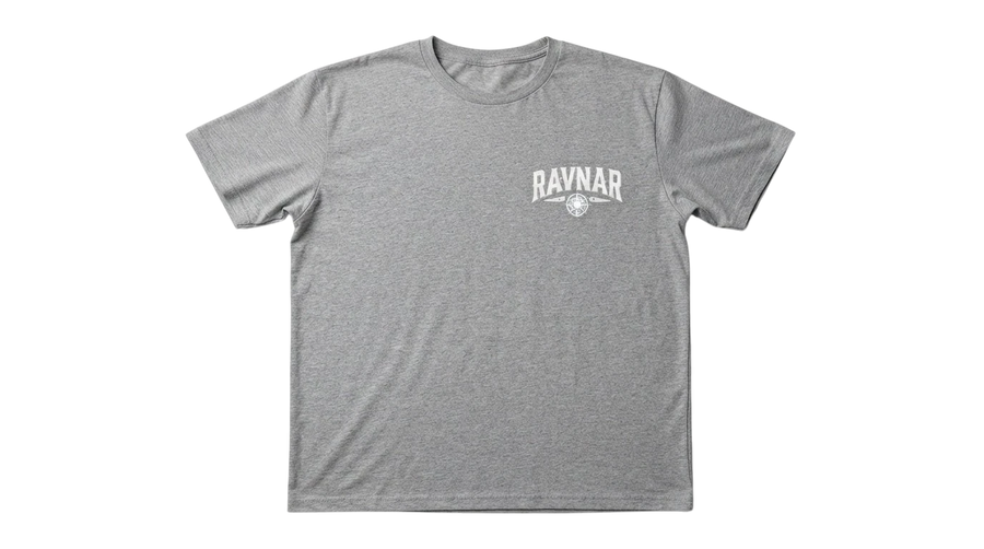 Ravnar Signature grey heavyweight cotton t-shirt with white chest logo print