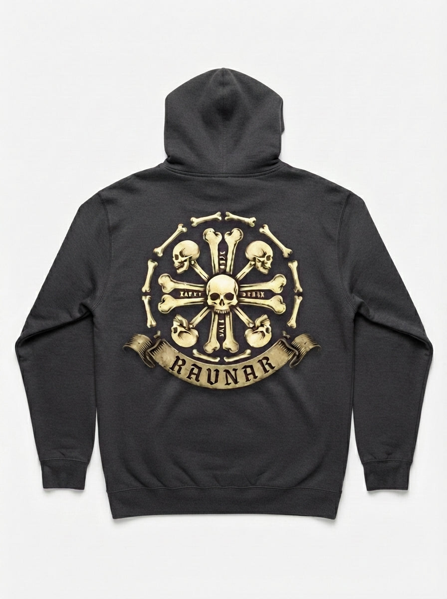 Ravnar Crown Of Bones Charcoal Grey Hoodie