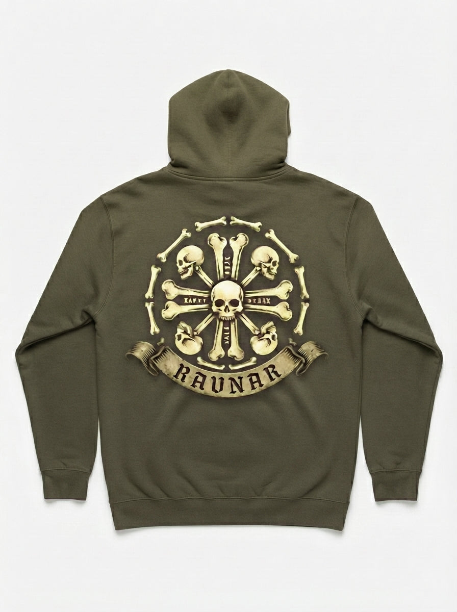 Ravnar Crown Of Bones Olive Green Hoodie