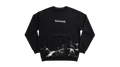 Ravnar Apex black heavyweight sweatshirt featuring a white racing car graphic and logo on a grey background.