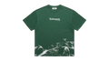 Ravnar Apex heavyweight green t-shirt with white logo and racing car graphic print on the front