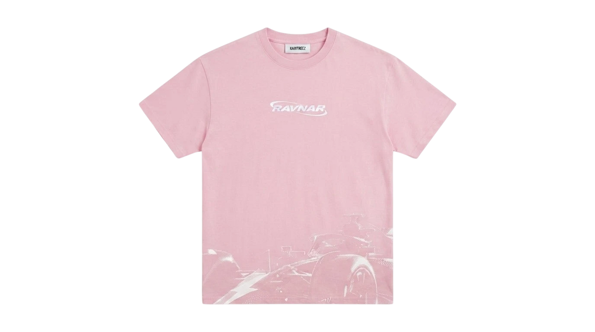 Ravnar Apex pink heavyweight cotton t-shirt with white graphic print and structured fit