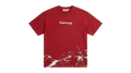 Ravnar Apex heavyweight red t-shirt with white racing car graphic print and structured fit for luxury streetwear.