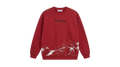 Ravnar Apex heavyweight red sweatshirt featuring a white racing car graphic and black logo on the chest