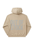 Ravnar beige heavyweight hoodie with Out of Stock text on the back, featuring a structured fit and soft interior.