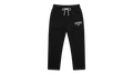 Ravnar black heavyweight sweatpants with a structured fit, white drawstring, and branded logo on the thigh.
