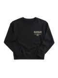Ravnar black heavyweight sweatshirt with a small branded logo on the chest and a structured, premium fit.