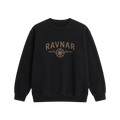 Ravnar black heavyweight cotton sweatshirt featuring a vintage-style NorthStar compass graphic on the chest.
