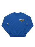 Ravnar Crown of Bones blue heavyweight crewneck sweatshirt with gold logo embroidery on the chest