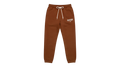 Ravnar brown heavyweight sweatpants with a drawstring waist and white logo embroidery on the left hip.