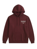 Ravnar heavyweight burgundy hoodie with a structured fit, featuring a small chest logo and a soft interior lining.