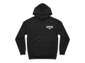 Ravnar Chackmate black heavyweight hoodie with white chest logo and drawstring hood