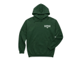 Ravnar Chackmate dark green heavyweight hoodie with white chest logo and drawstring hood