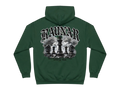 Ravnar Chackmate hoodie in dark green with a back graphic of chess pieces and gothic typography