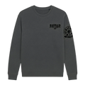 Ravnar charcoal grey heavyweight sweatshirt with black crest logo on chest and sleeve