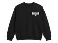 Ravnar Checkmate black heavyweight sweatshirt with white chest logo branding and a structured crewneck fit.