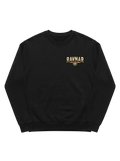 Ravnar Crown of Bones black heavyweight sweatshirt with a gold logo on the chest for luxury streetwear style.