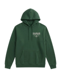 Ravnar dark green heavyweight hoodie with a small branded chest logo and front kangaroo pocket