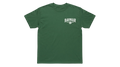 Ravnar GTRS heavyweight green t-shirt with white chest logo, featuring a structured fit and premium cotton fabric.