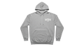 Ravnar GTRS grey heavyweight hoodie with a structured silhouette and a white logo print on the chest