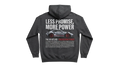 Ravnar GTRS hoodie in charcoal grey featuring a back print of a Porsche 911 GT3 RS and Less Promise More Power text.