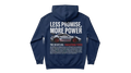 Ravnar GTRS navy blue heavyweight hoodie with Less Promise More Power and Porsche 911 GT3 RS graphic on the back