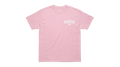 Ravnar GTRS heavyweight pink t-shirt with white chest logo, featuring a structured fit and premium cotton fabric.