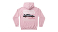 Ravnar GTRS pink heavyweight hoodie featuring a 911 GT3 RS car graphic and text on the back