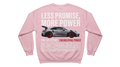 Ravnar GTRS pink heavyweight sweatshirt featuring a graphic of a silver sports car and white text on the back.