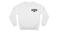 Ravnar GTRS white heavyweight sweatshirt with a black chest logo, featuring a structured fit and soft interior.