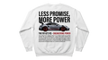 Ravnar GTRS white heavyweight sweatshirt featuring a 911 GT3 RS car graphic and text on the back