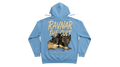 Ravnar The Cult light blue heavyweight cotton hoodie featuring a graphic print on the back