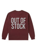 Ravnar heavyweight maroon sweatshirt with Out Of Stock text printed on the back in a structured streetwear fit