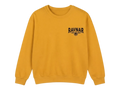 Ravnar Checkmate mustard yellow heavyweight crewneck sweatshirt with black chest logo branding