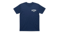 Ravnar The Cult navy blue heavyweight cotton t-shirt with a small white chest logo print.
