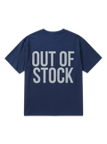 Ravnar navy blue heavyweight cotton t-shirt with Out Of Stock text printed on the back