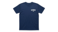 Ravnar GTRS navy blue heavyweight cotton t-shirt with white chest logo print and structured fit