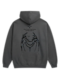Ravnar NOCRTURNE heavyweight charcoal grey hoodie with back graphic of hands holding chains and gothic text