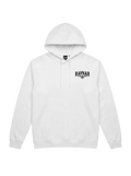 Ravnar NOCRTURNE white heavyweight hoodie with black chest logo and drawstring hood