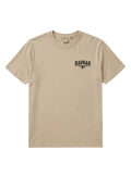 Ravnar Nocturne heavyweight beige t-shirt with a structured silhouette and black chest logo graphic