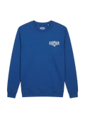 Ravnar NOCTURNE blue heavyweight sweatshirt with white chest logo and structured fit for luxury casualwear.