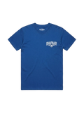 Ravnar Nocturne blue heavyweight cotton t-shirt with white chest logo and structured fit