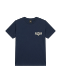 Ravnar Nocturne navy blue heavyweight cotton t-shirt with white chest logo and structured fit