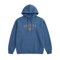 Ravnar NORTHSTAR blue heavyweight cotton hoodie with a front compass logo graphic and drawstring hood