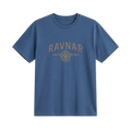Ravnar Northstar blue heavyweight cotton t-shirt with a graphic logo print on the chest