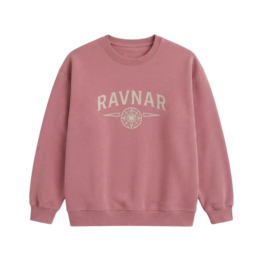 Ravnar NorthStar dusty pink heavyweight cotton crewneck sweatshirt with branded graphic print